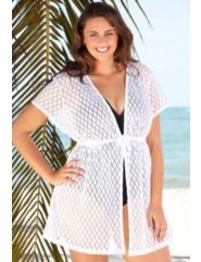 Beach Belle Tie Front Plus Size Crochet Tunic by Beach Belle
