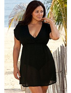 Black Chevron Cap Sleeve Empire Dress by Beach Belle