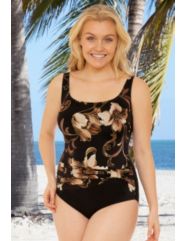 Longitude Plus Size Hawaii Sash Tank Swimsuit by Longitude
