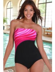 Reebok Chlorine Resistant Pink Bandeau Swimsuit by Reebok
