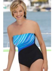 Reebok Chlorine Resistant Blue Bandeau Swimsuit by Reebok