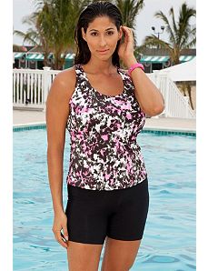 Raspberry Paint Splatter Bike Shortini by Aquabelle