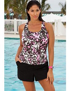 Raspberry Paint Splatter Cargo Shortini by Aquabelle