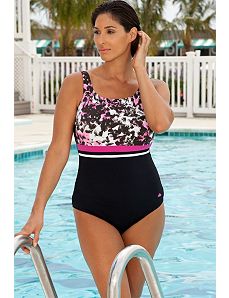Color Blocked Raspberry Swimsuit by Aquabelle