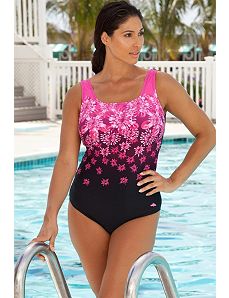 Engineered Pink Exploded Floral Swimsuit by Aquabelle