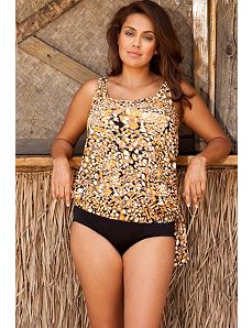 Gold Animal Blouson Tankini by Beach Belle