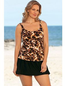 Brown Animal Flared Skirtini by Beach Belle