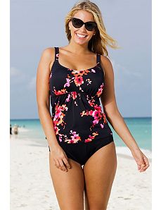 Orange Poppies Flared Tankini by Beach Belle