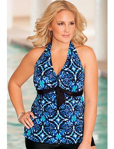 Kaleidoscope Tie Front Halter Top by b. belle
