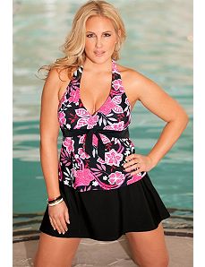 Pink Maui Tie Front Halter Skirtini by b. belle