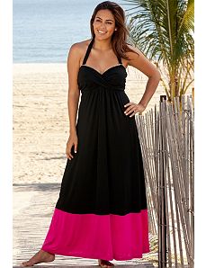 Pink Bandeau Halter Twist Maxi Dress by Beach Belle