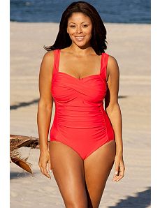 Red Twist Front Swimsuit by Delta Burke