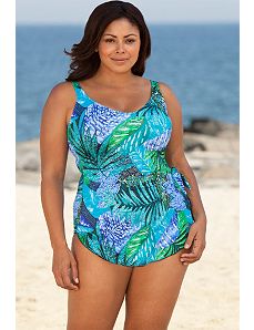 Maxine Blue Exotic Journey Sarong Front Swimsuit by Maxine of Hollywood