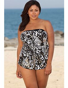 Maxine Up & Away Bandeau Sarong Front Swimsuit by Maxine of Hollywood