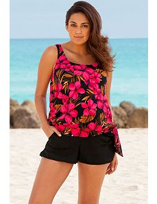 Red Jamaican Sunset Cargo Shortini by Beach Belle