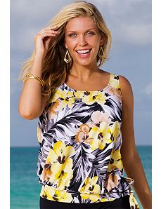 Everlasting Floral Blouson Tankini Top by Beach Belle