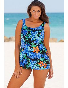 Tropic Garden Princess Seam Swimdress by Beach Belle
