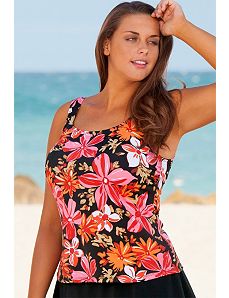 Orange Tropical Garden Tankini Top by Beach Belle