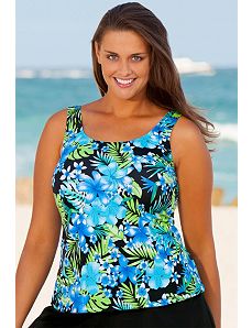 Blue Happy Tropical Tankini Top by Beach Belle