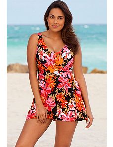 Orange Tropical Garden Swimdress by Beach Belle