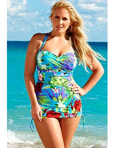 Aqua Floral Bandeau Swimdress by Infinity Blu