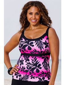 Pink Ombre Tropical Empire Tankini Top by Beach Belle