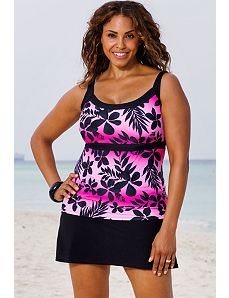 Pink Ombre Tropical Empire Skirtini by Beach Belle