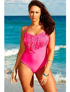 Swim Sexy Rose Fringe Bandeau/Halter Swimsuit by Swim Sexy