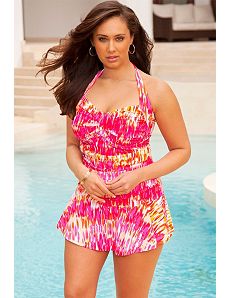 Pink Waterfall Twist Front Swimdress by Swim Sexy