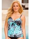 Mint Tribal Palm Palm Flared Tankini Top by Swim Sexy