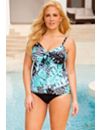 Mint Tribal Palm Flared Tankini by Swim Sexy