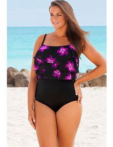 Pink Sashay Triple Tier Swimsuit by Longitude