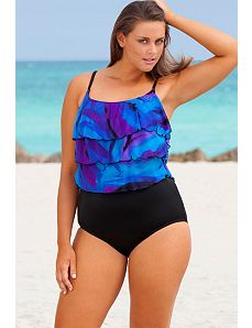 Blue Spectacular Mesh Tier Swimsuit by Longitude