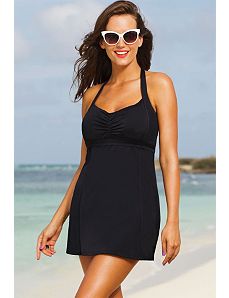 Black Retro Halter Swimdress by Swim & Sun