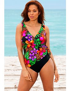 Orange Sanctuary Surplice Swimsuit by Longitude