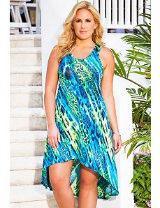 Chameleon High/Low Racer Back Tank Dress by Swim & Sun