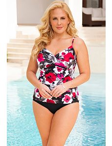 Poppy Splash Twist Front Tankini by Swim Sexy