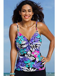 Garden Party Underwire Tie Front Tankini Top by Swim Sexy