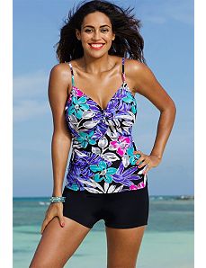 Garden Party Underwire Tie Front Boy Shortini by Swim Sexy