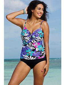 Garden Party Underwire Tie Front Tankini by Swim Sexy