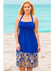 Sapphire Gold Swirls Bandeau Dress by s4a
