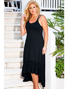 Black High/Low Cross Back Dress by Swim & Sun