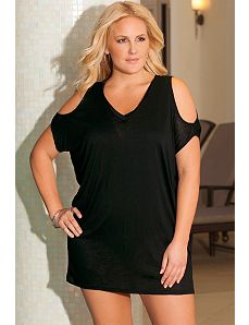 Eclipse V-Neck Slit Shoulder Tunic by SFA House Brand