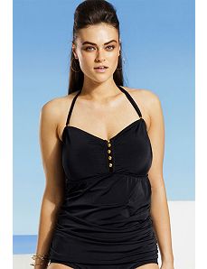 Black Beaded Bandeaukini Top by Swim & Sun