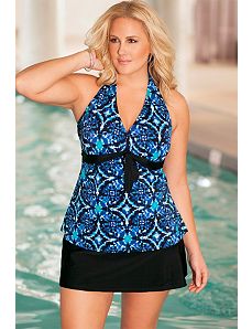 Kaleidoscope Tie Front Halter Skirtini by b. belle