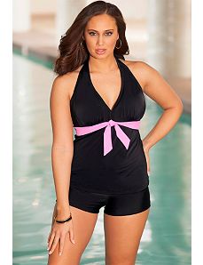 Sassy Tie Front Halter Boy Shortini by b. belle