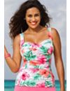 Pink Hibiscus Twist Front Tankini Top by Swim Sexy