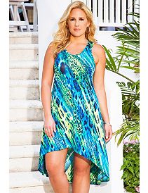 Chameleon High/Low Racer Back Tank Dress by Swim & Sun