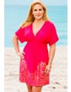 Deep Pink Boho Gold Foil Circle Swirl Kimono Dress by s4a