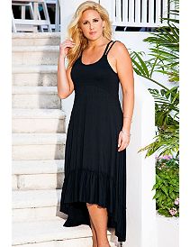Black High/Low Cross Back Dress by Swim & Sun